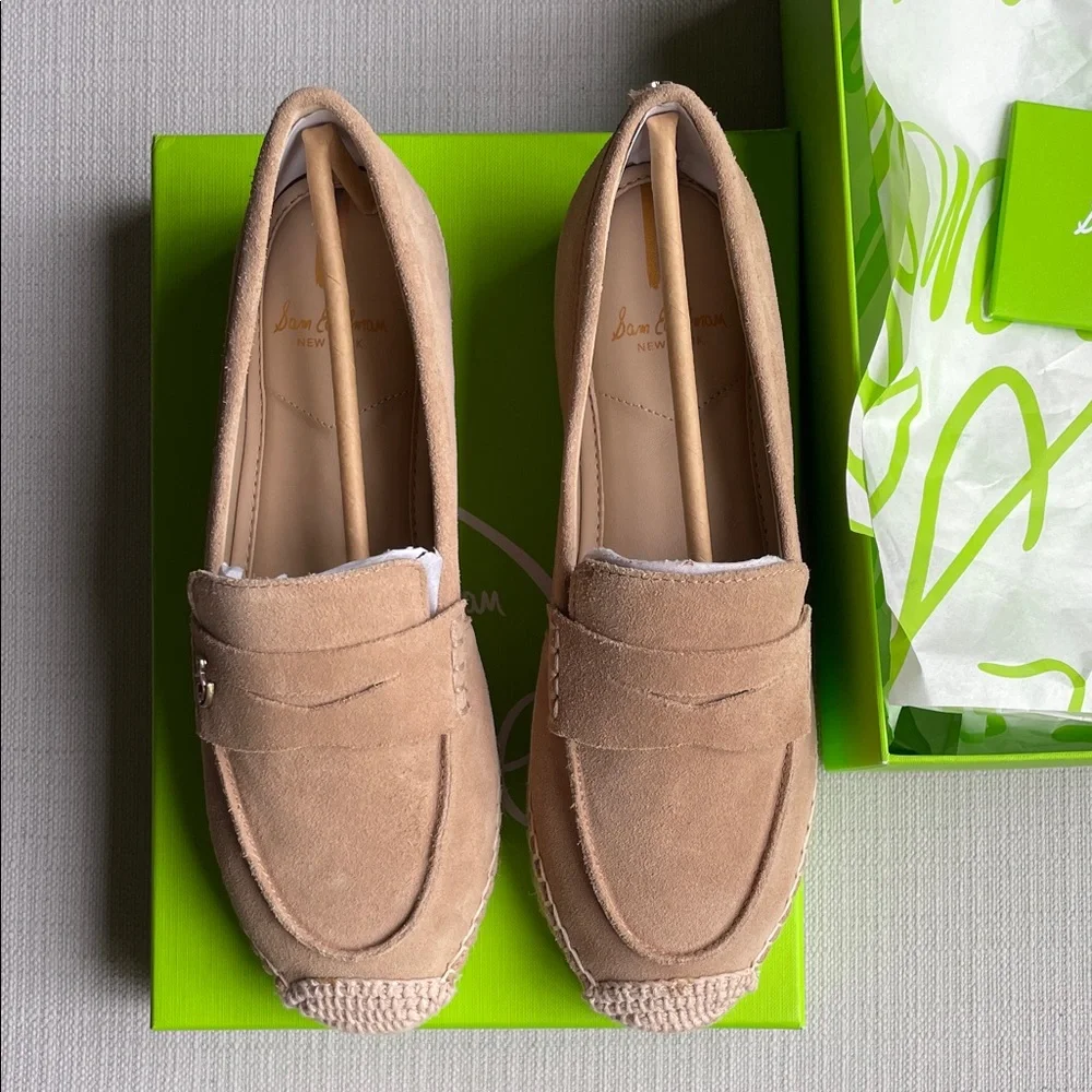 Sam Edelman KAI Penny Loafers Espadrille- taupe Suede US8M new in box